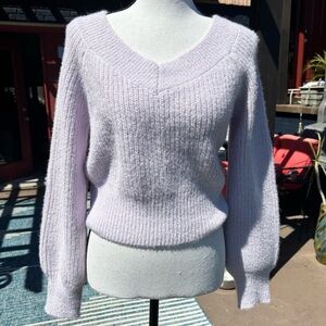 Happily Grey cropped lavender v-neck sweater long sleeve women’s size Med NWOT